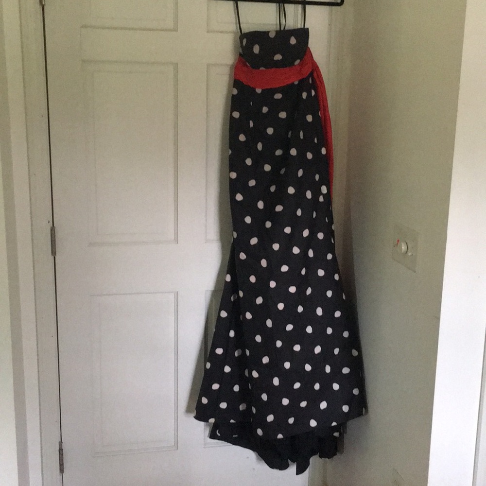 Jovani mermaid polkadot black/white evening gown